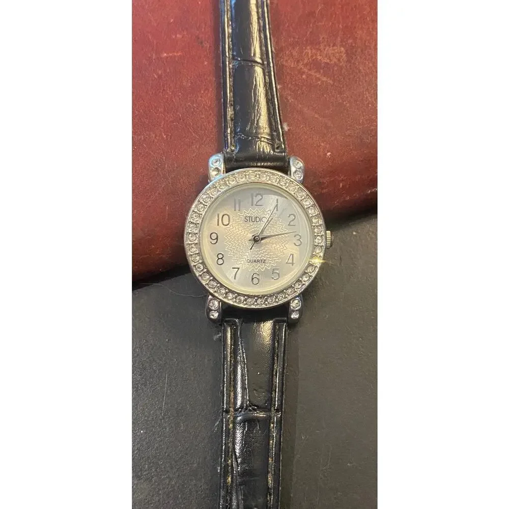 Women's 27mm Silver Tone Studio Time Watch, Crystal Accents